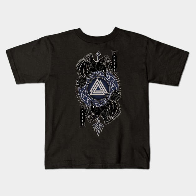 Odin's Ravens Kids T-Shirt by ChocolateRaisinFury